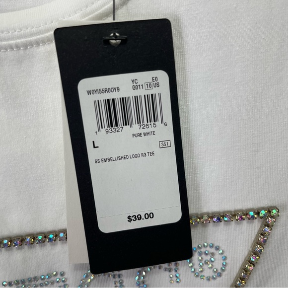 GUESS rainbow rhinestone embellished logo tee, L - Picture 4 of 10